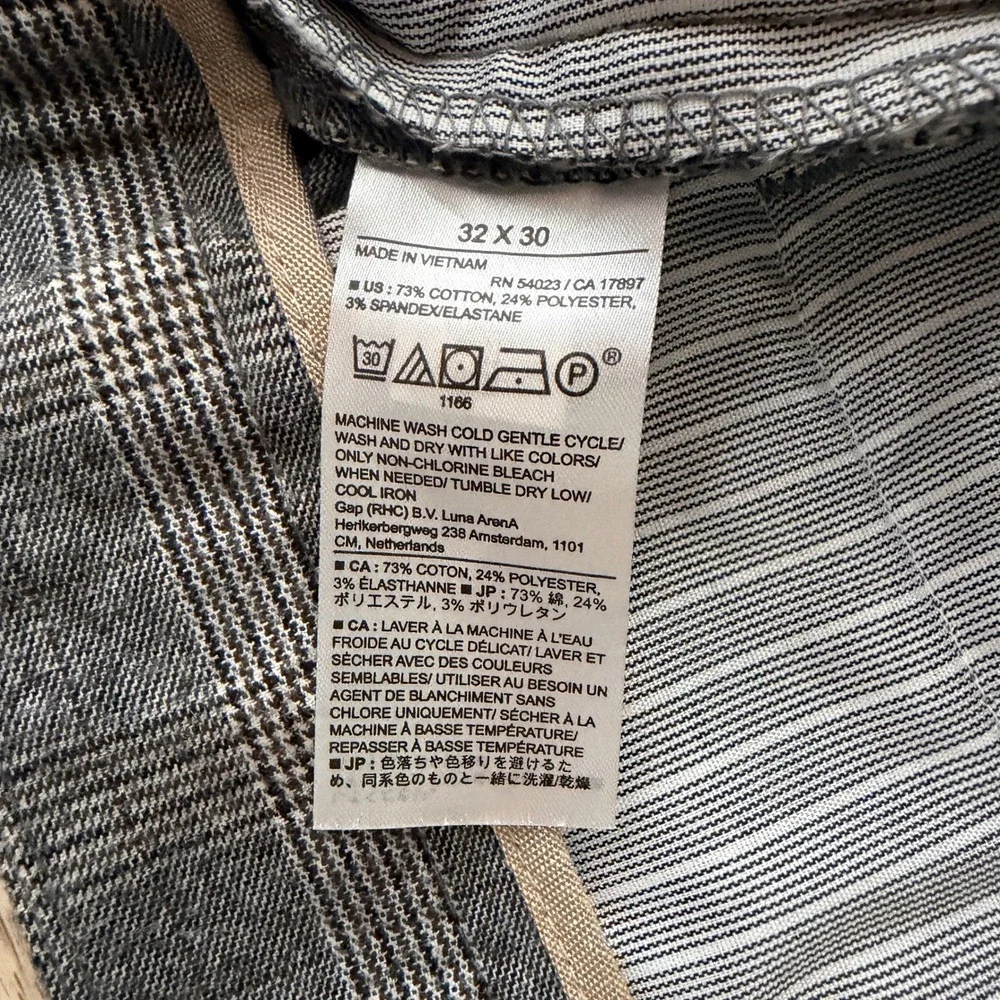 Banana Republic Slim Tapered Dress Pants Men Actual 33x27 Gray Plaid Stretch‎